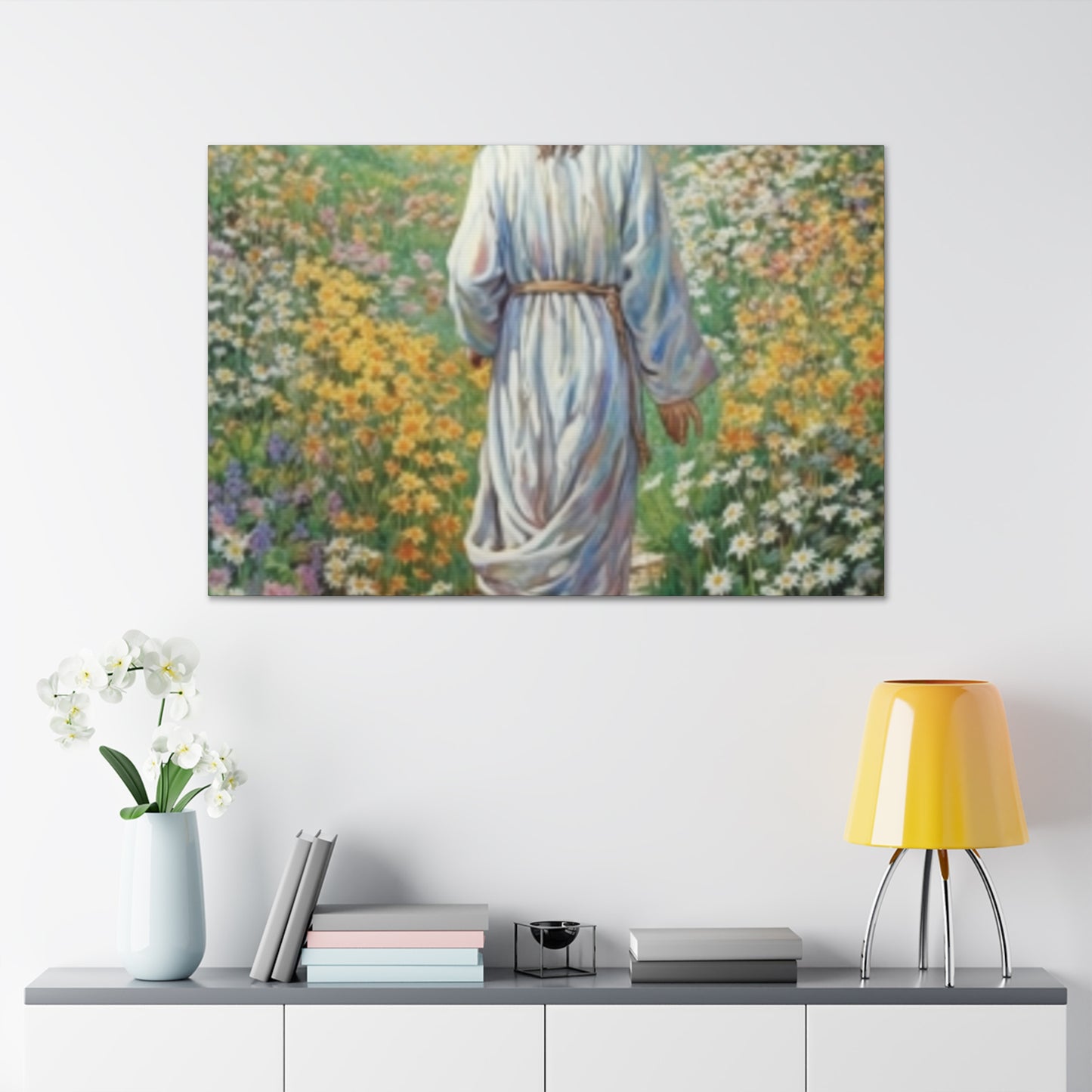 Walk With Jesus, A Path Through Endless Flowers- Large Wall Art