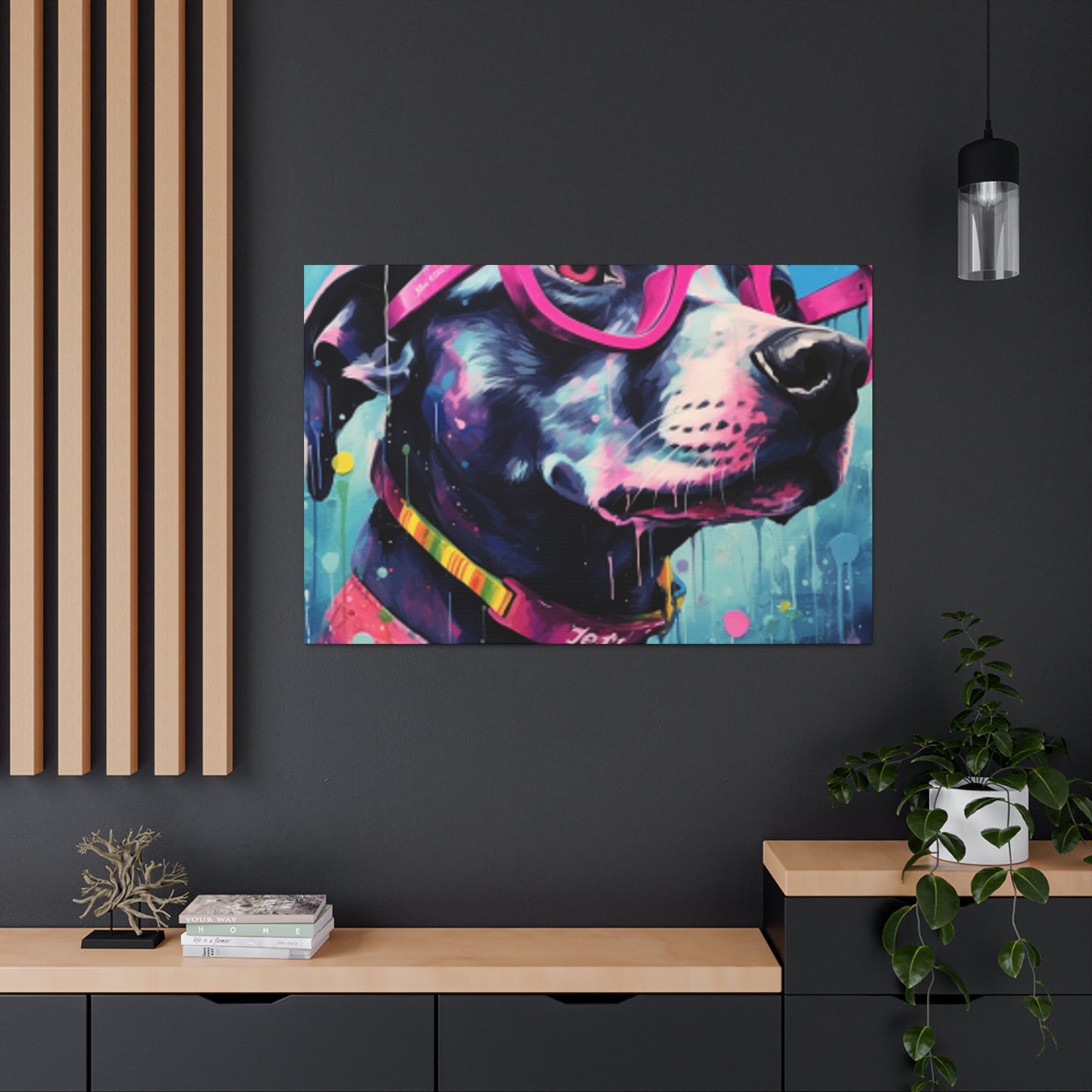 Dog With Style In Large Pink Glassses - Large Wall Art