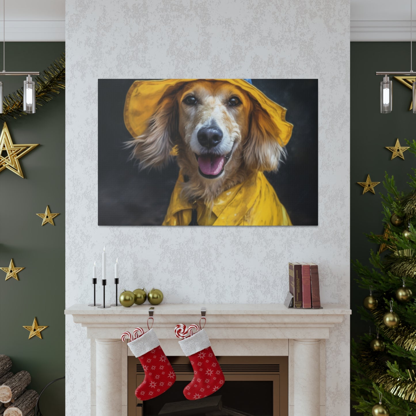 Dachshund Ready To Play In The Rain - Large Wall Art