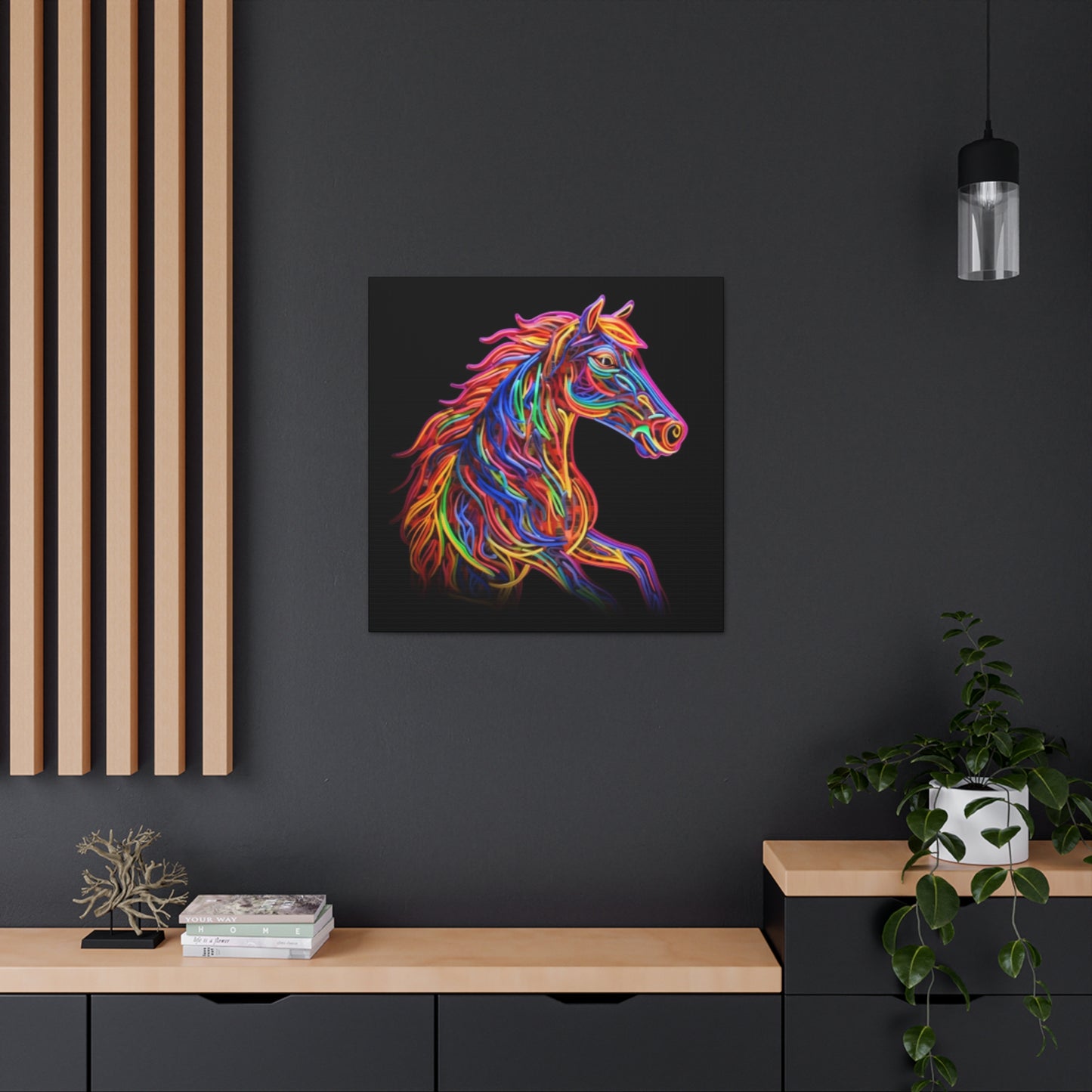 Electric, Neon, Bright Horse- Large Wall Art