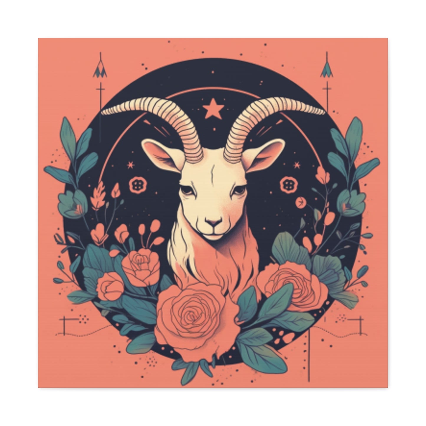 Lofi, Capricorn And Pink Roses- Large Wall Art