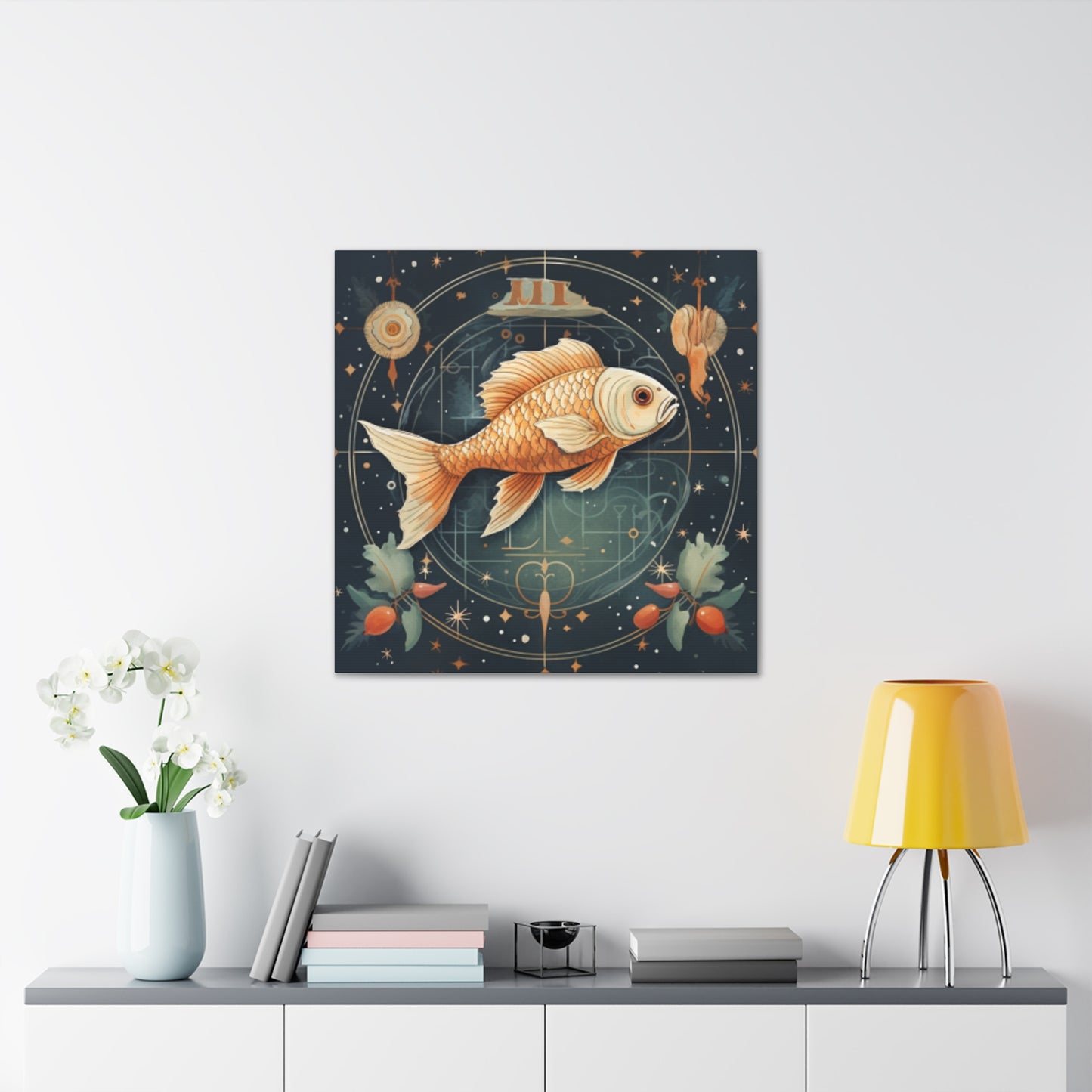 Lofi, Astrology, Pisces Fish - Large Wall Art