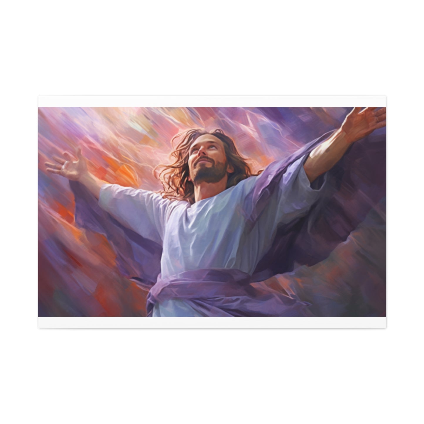 Jesus Surrounded By Purple And Light- Large Wall Art