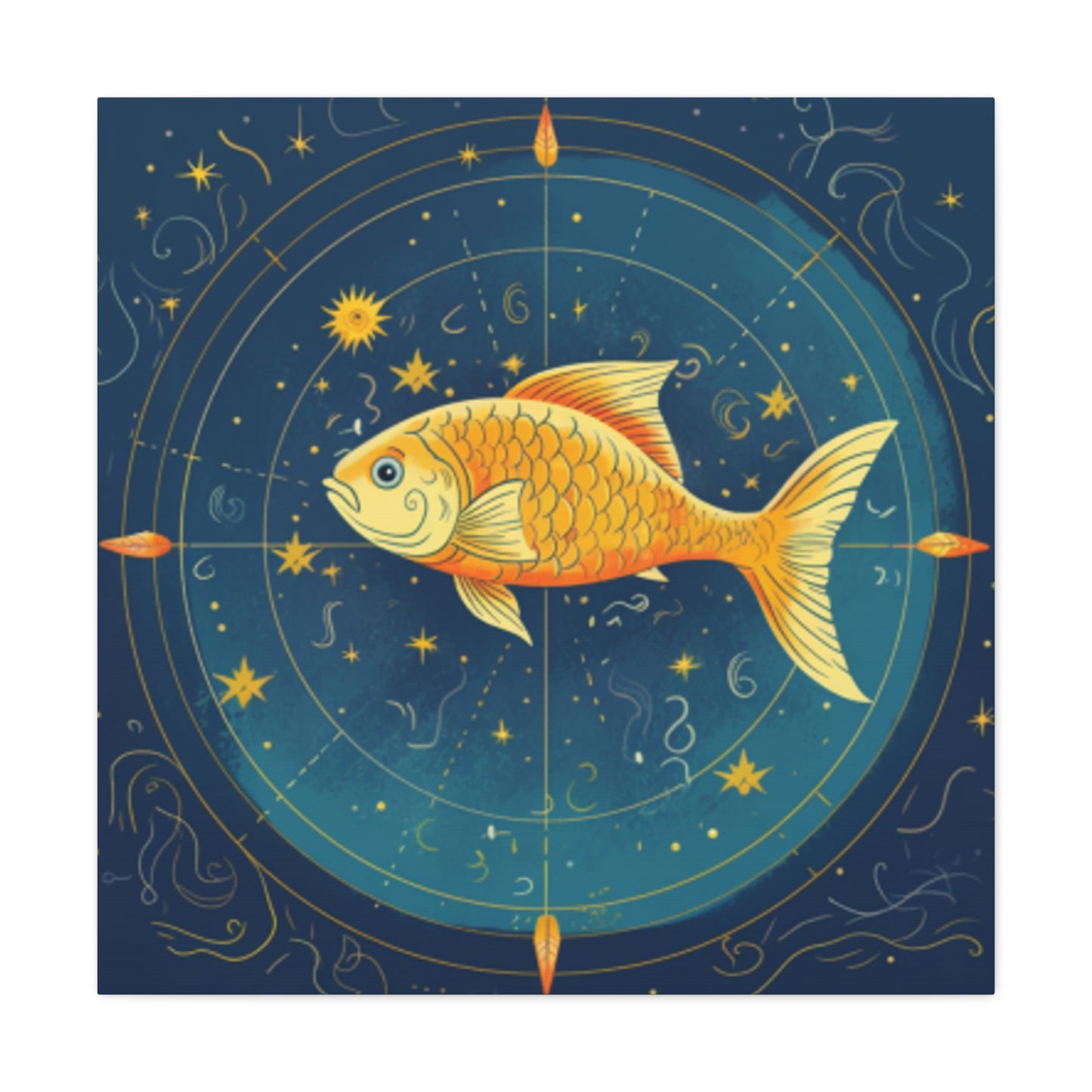 Lofi Style Pisces, Compass Fish  - Large Wall Art