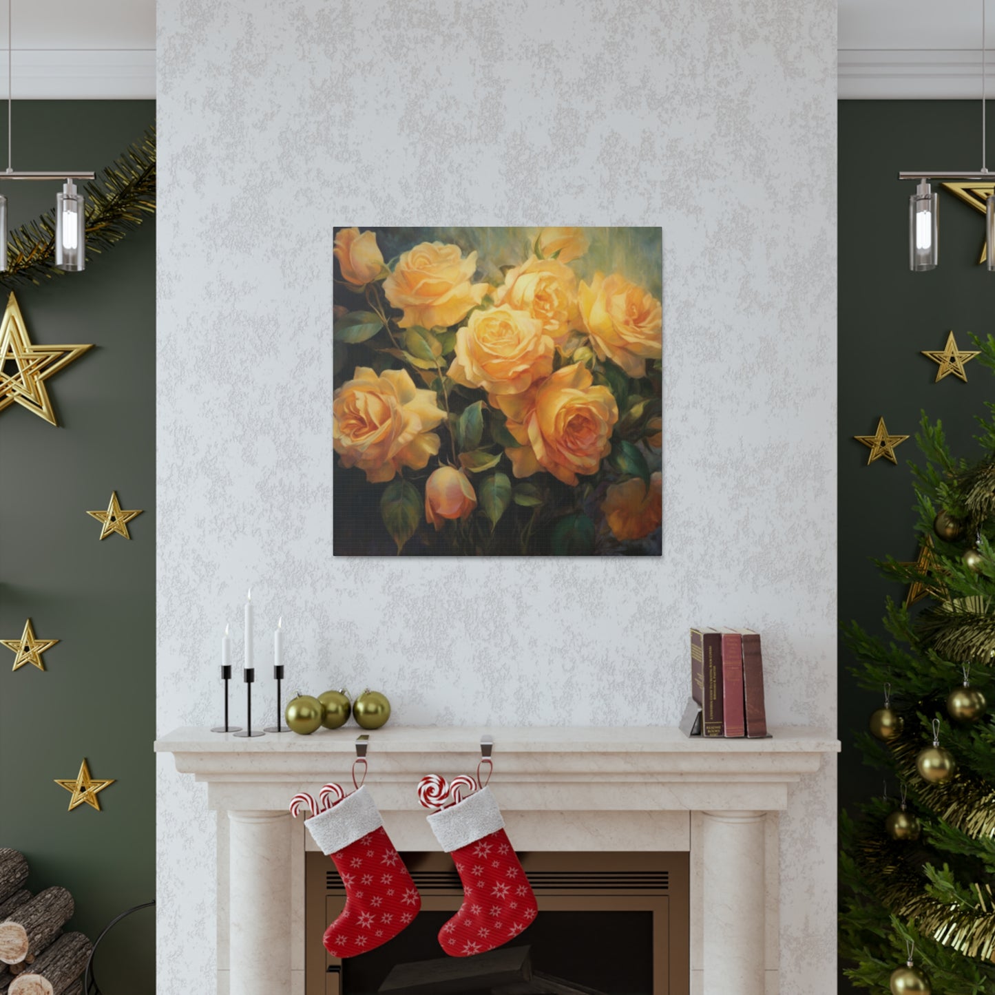 Golden Yellow Roses In Sunlight - Large Wall Art