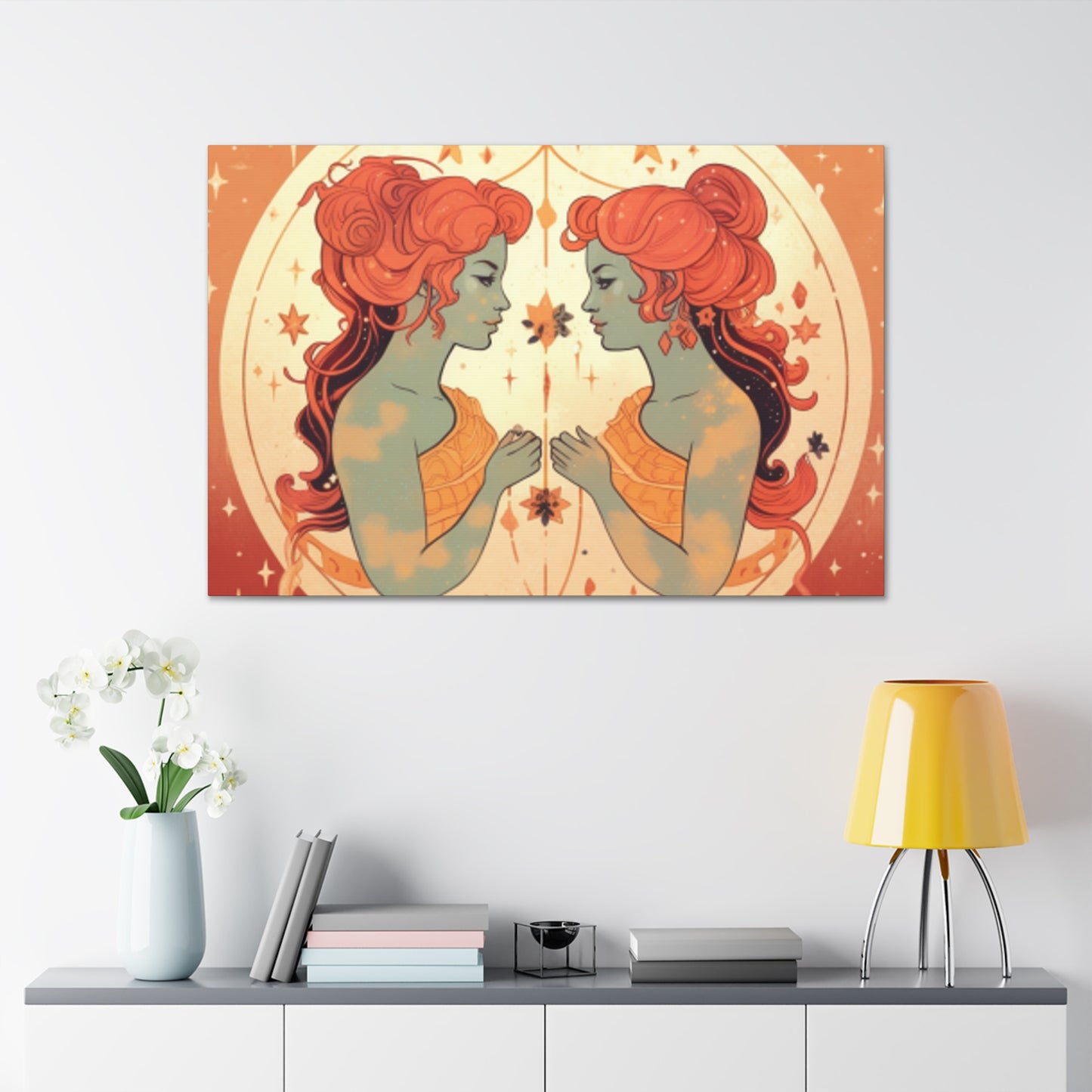 Lofi Astrology Gemini Babes Greek Goddess Style  - Large Wall Art