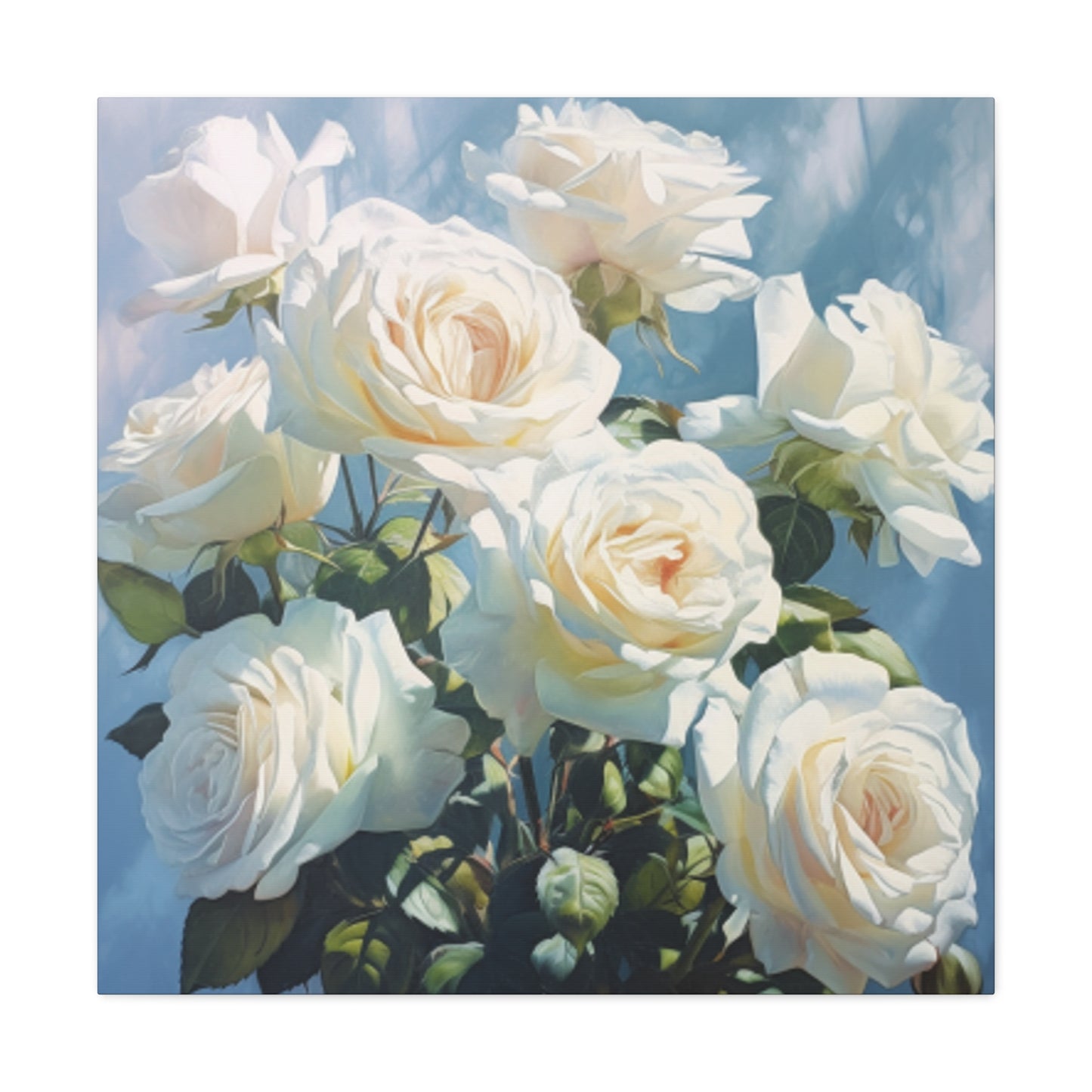 Pure, Vibrant And White Roses- Large Wall Art