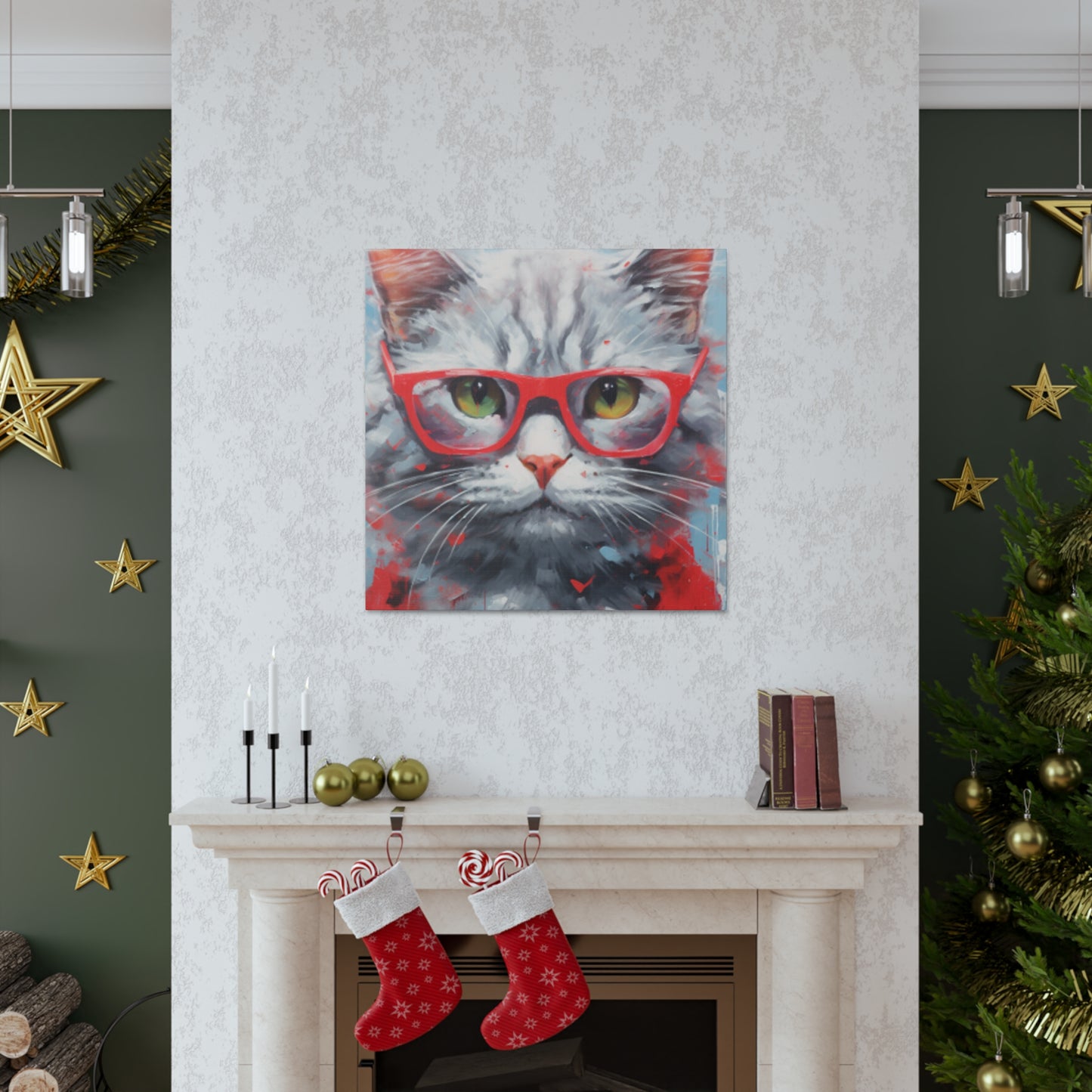 Furball Kitty In Red- Large Wall Art