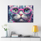 Kitty With A Purple Glow And Purple Glasses - Large Wall Art
