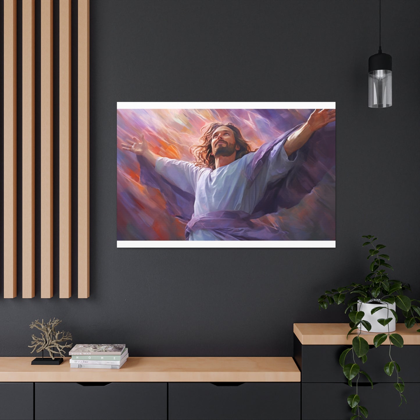 Jesus Surrounded By Purple And Light- Large Wall Art