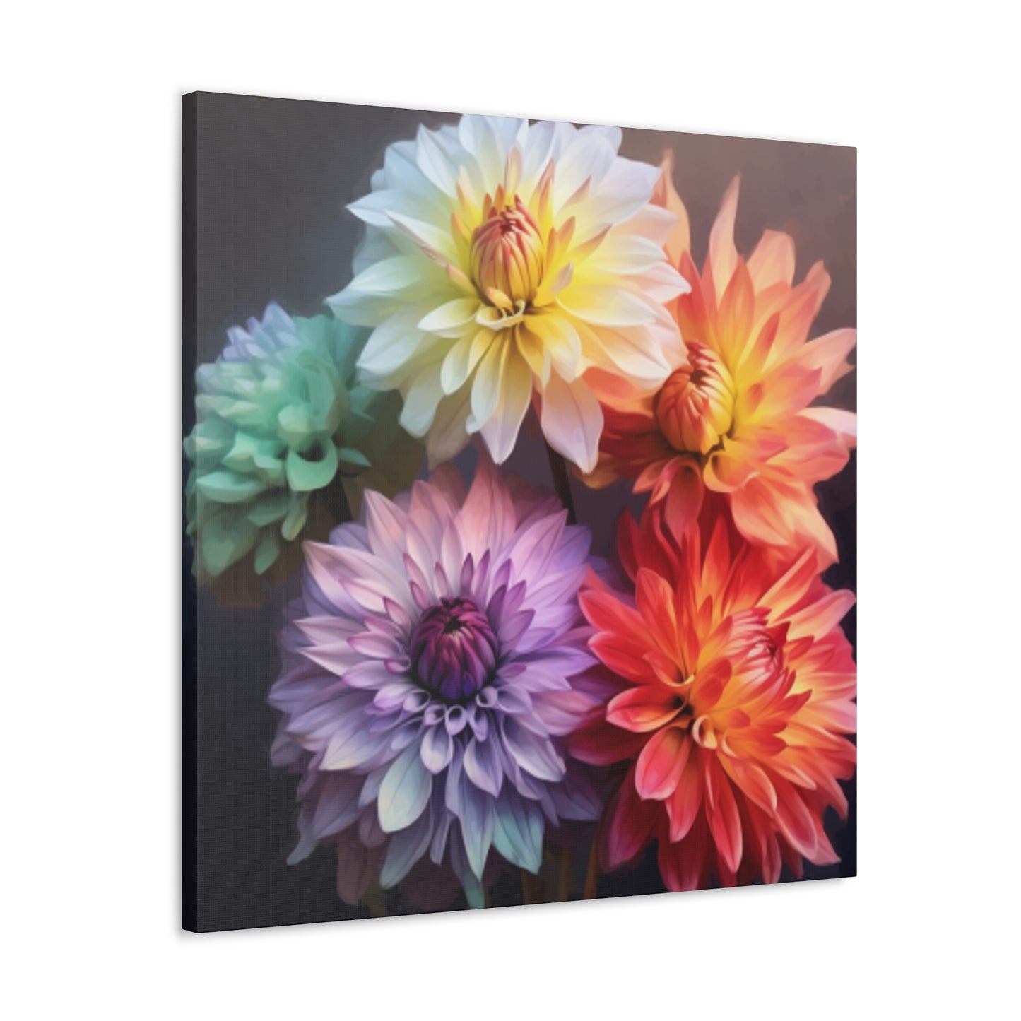 5 Different Dahlia Flowers - Large Wall Art