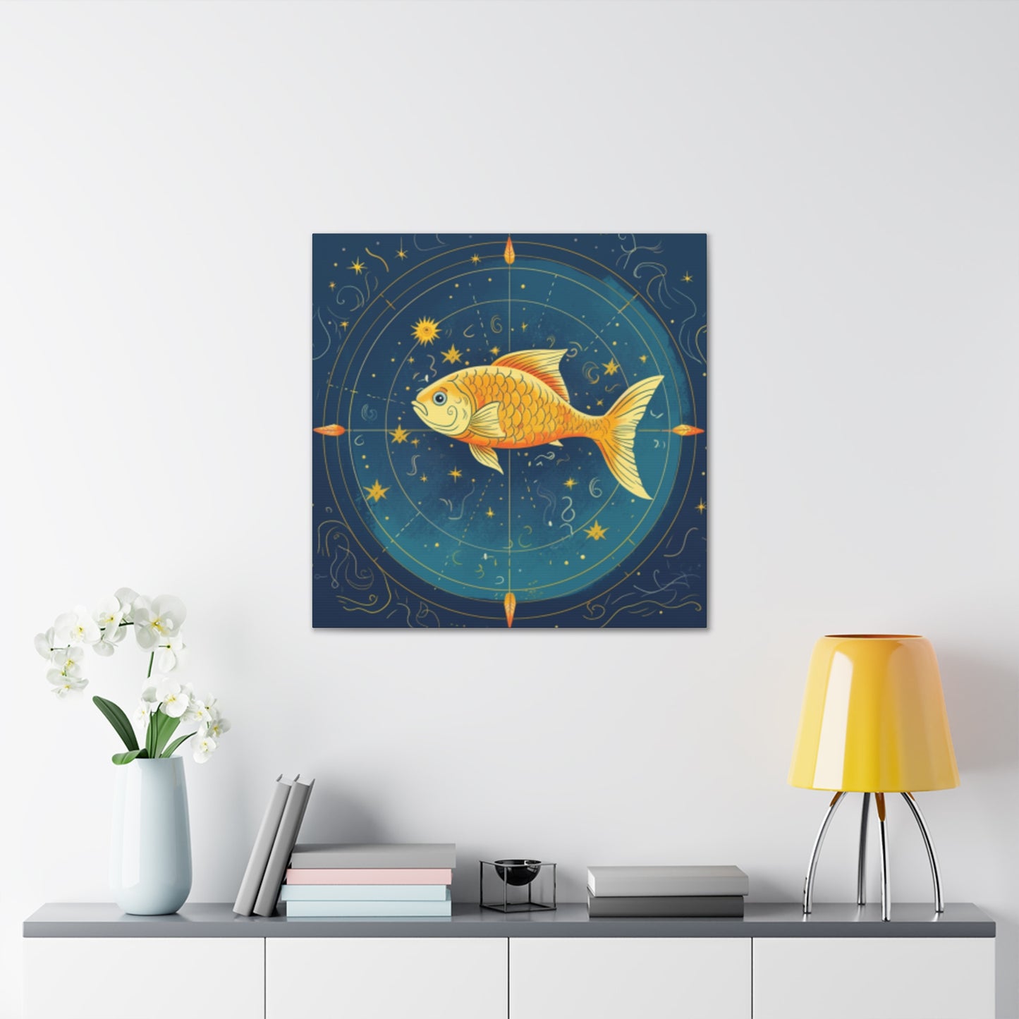 Lofi Style Pisces, Compass Fish  - Large Wall Art