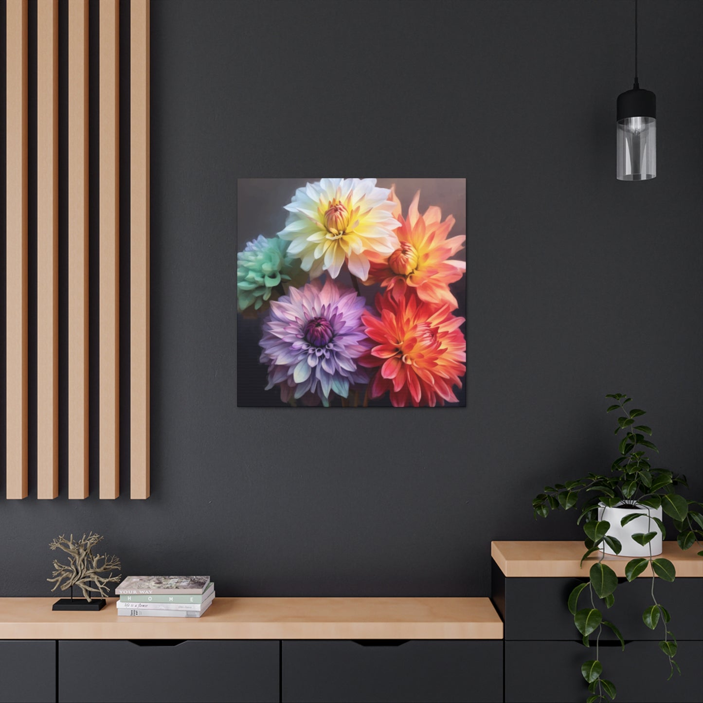 5 Different Dahlia Flowers - Large Wall Art