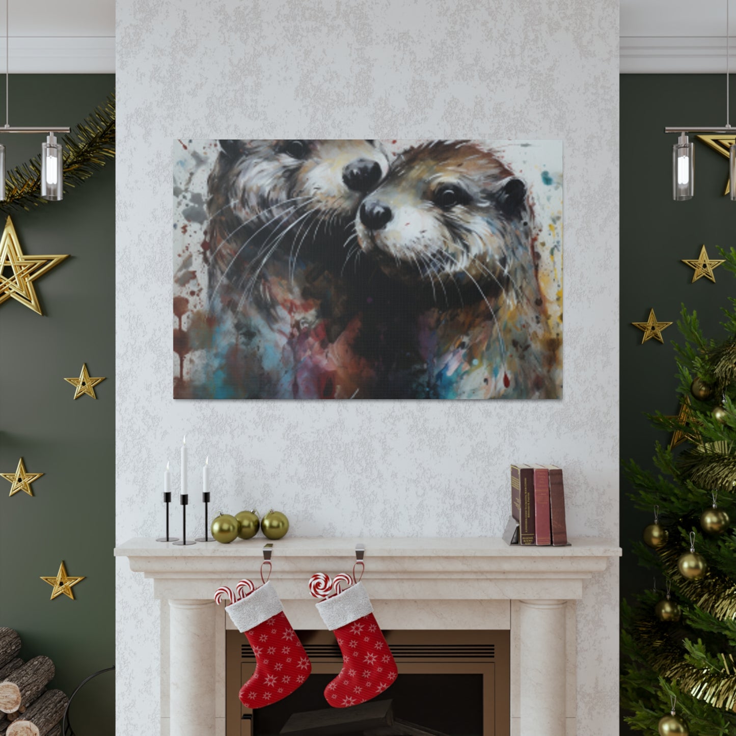 Otter Love, Colorful Painting - Large Wall Art