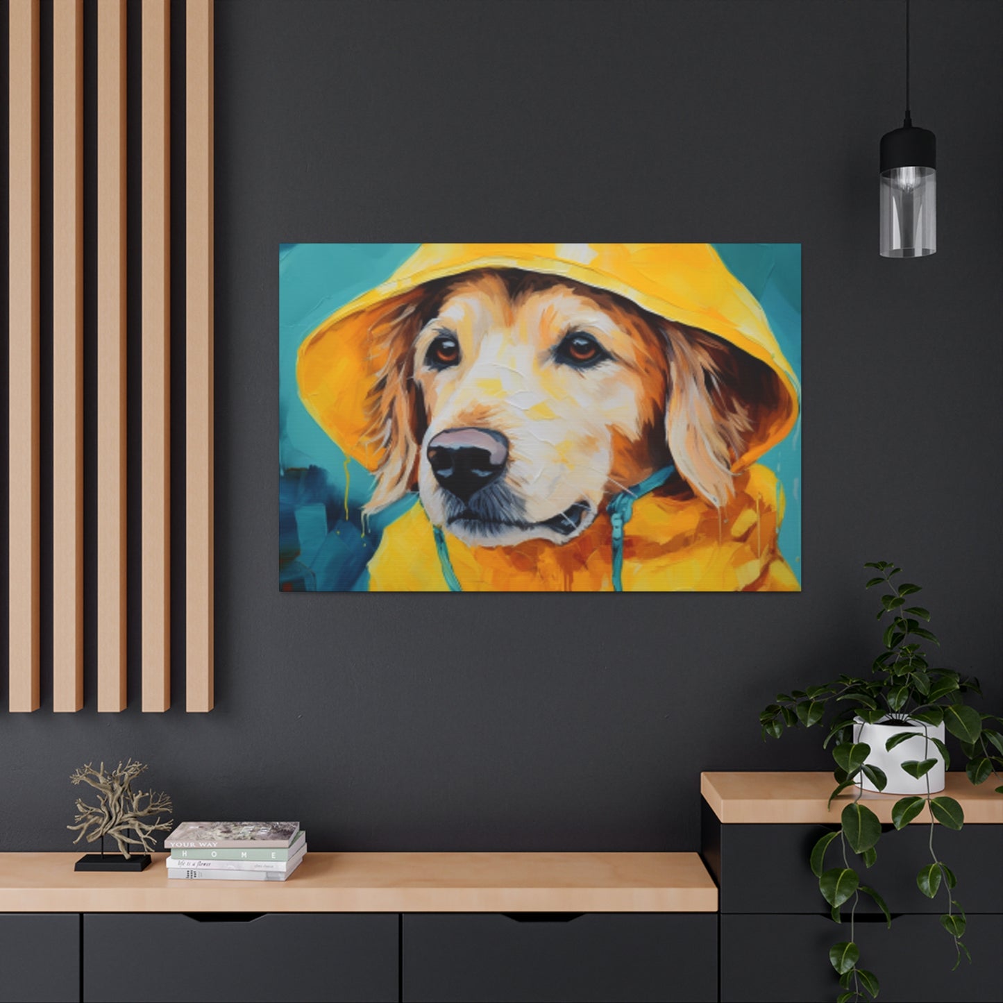 Golden Retriever Ready For The Rain - Large Wall Art