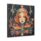Lofi, Peaceful Pisces Fish Girl With Flowers - Large Wall Art