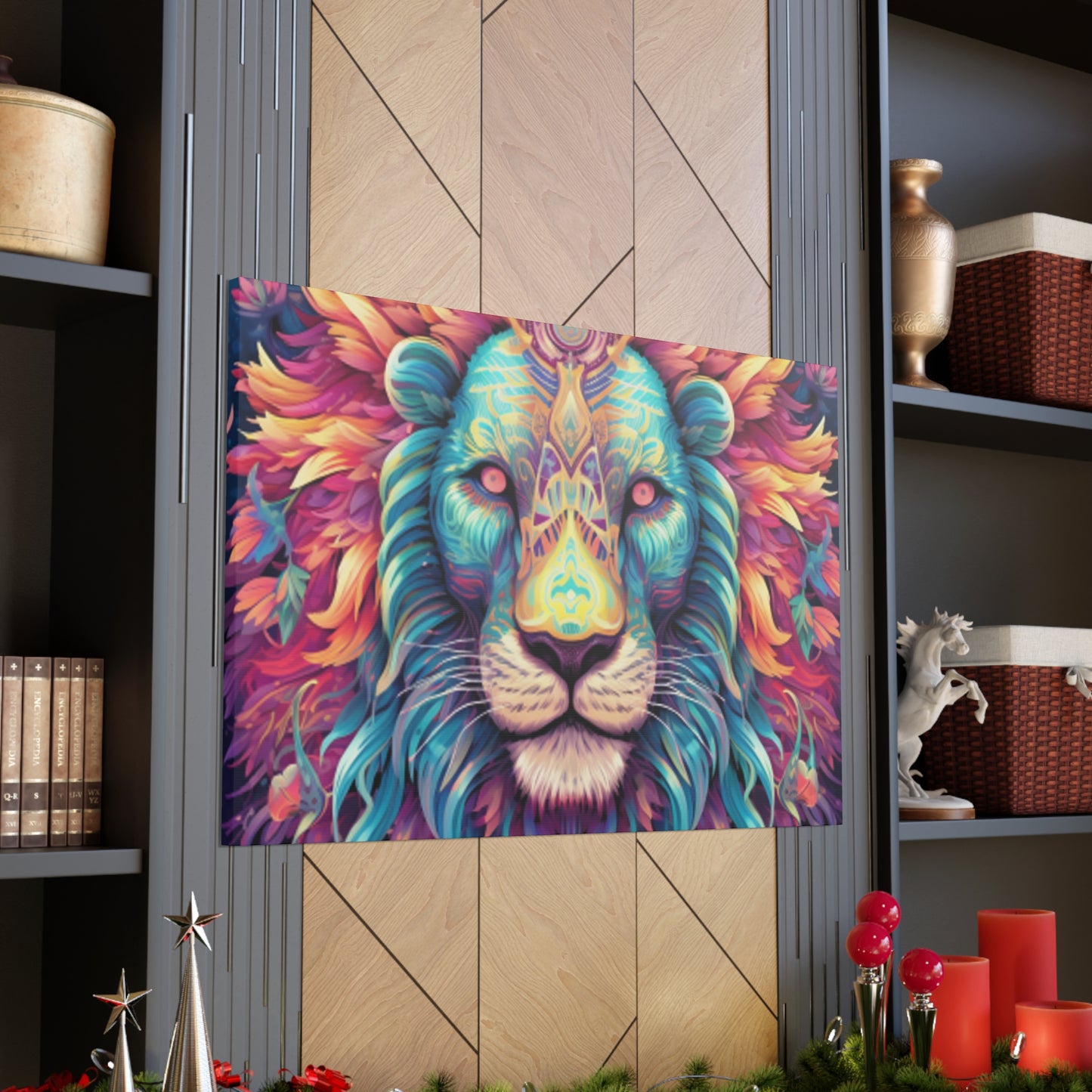 Dreamland Lion With Pink Eyes- Large Wall Art