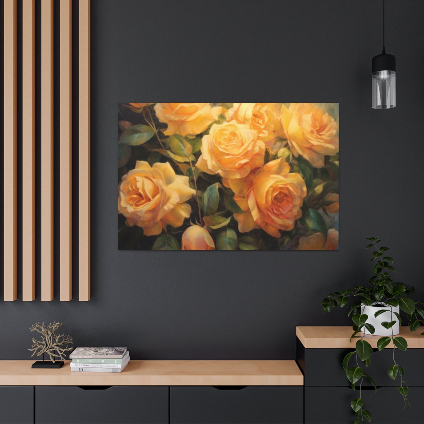 Golden Yellow Roses In Sunlight - Large Wall Art