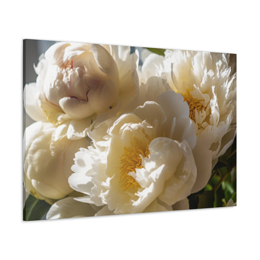 Soft White Peonies In Warm Light - Large Wall Art