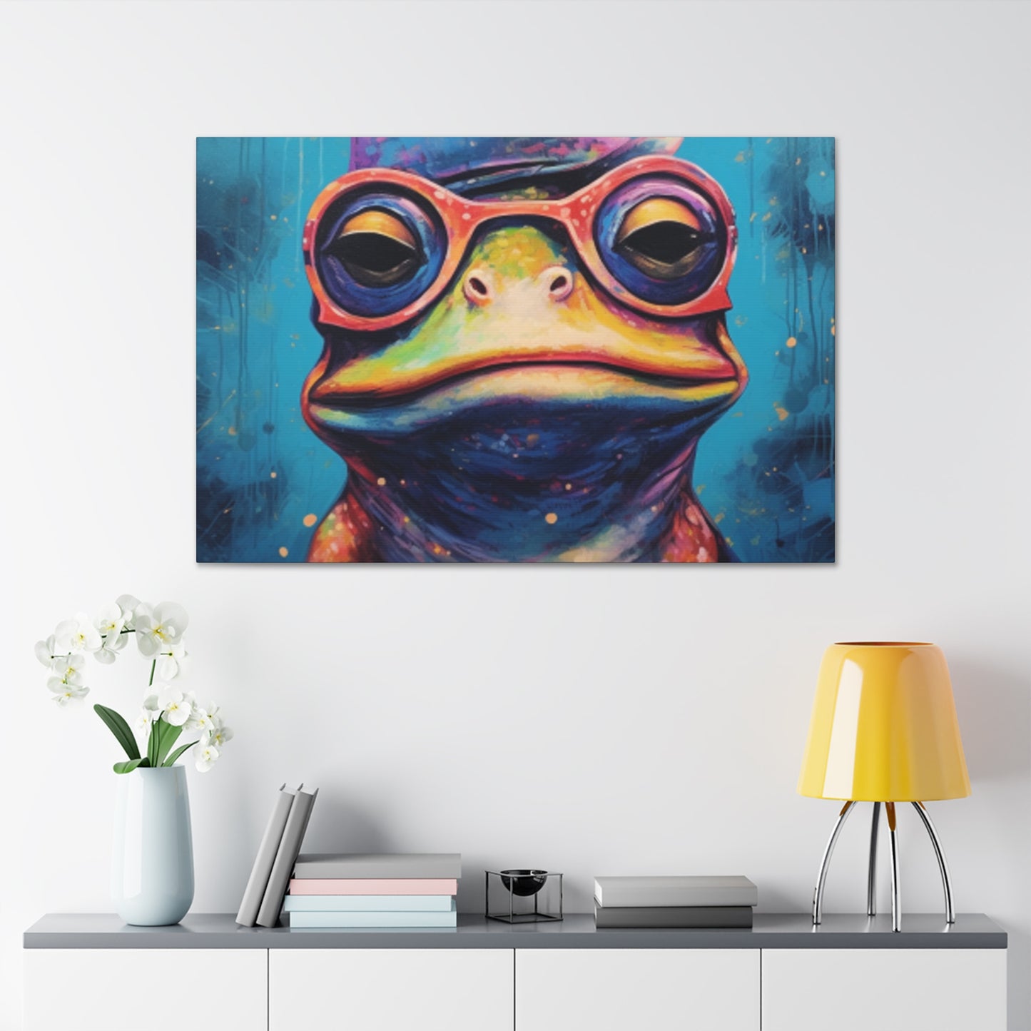 Sleepy Frog In Glasses - Large Wall Art