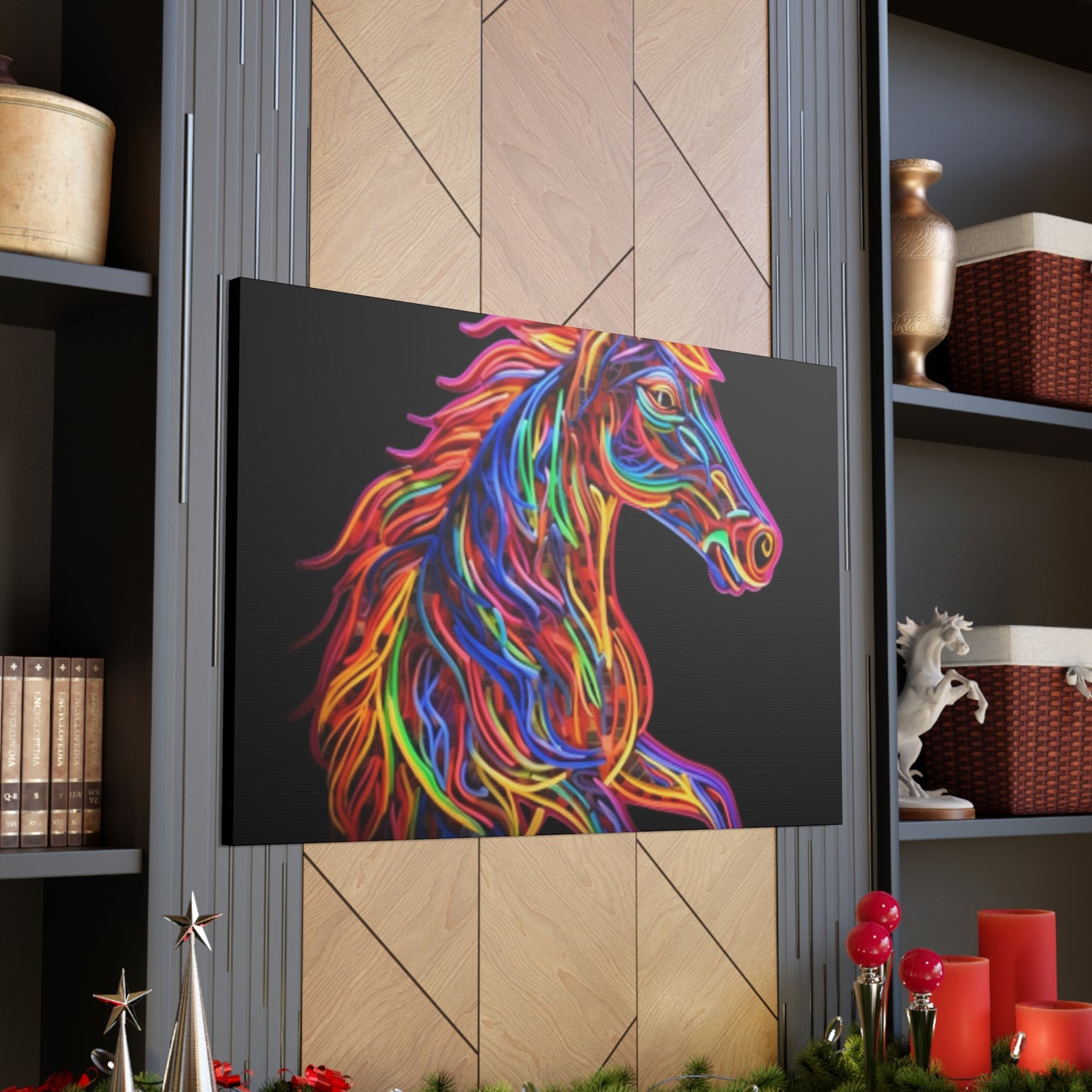 Electric, Neon, Bright Horse- Large Wall Art