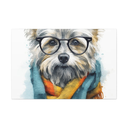 Smart Dog In Colorful Scarf - Large Wall Art