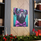 Huge Purple Glasses And Bow Tie On A Black Dog- Large Wall Art