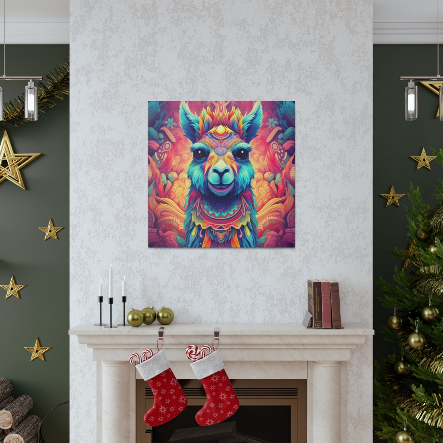 Colorful Llama With Beautiful Eyes- Large Wall Art