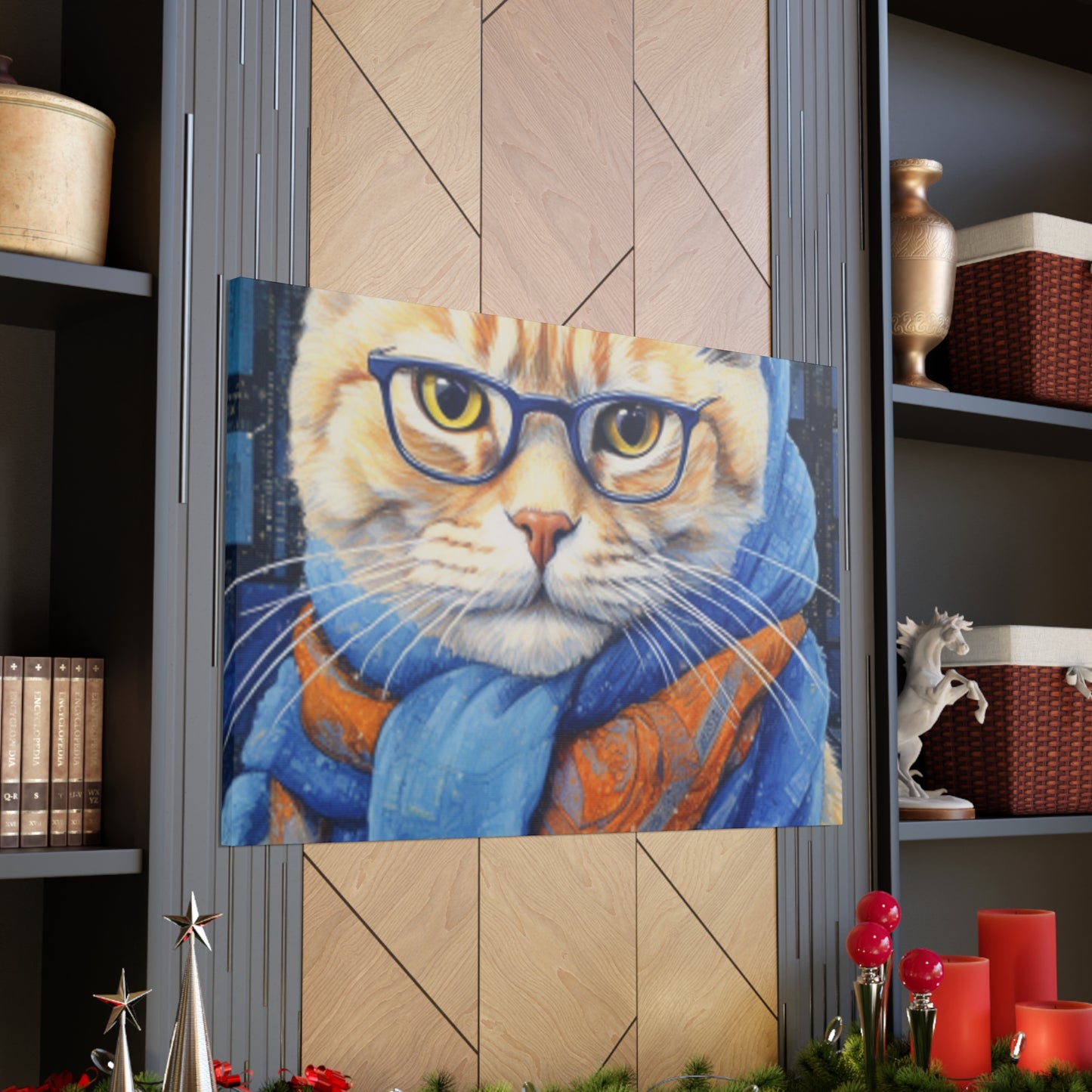 Kitty Bundled In A Scarf  - Large Wall Art