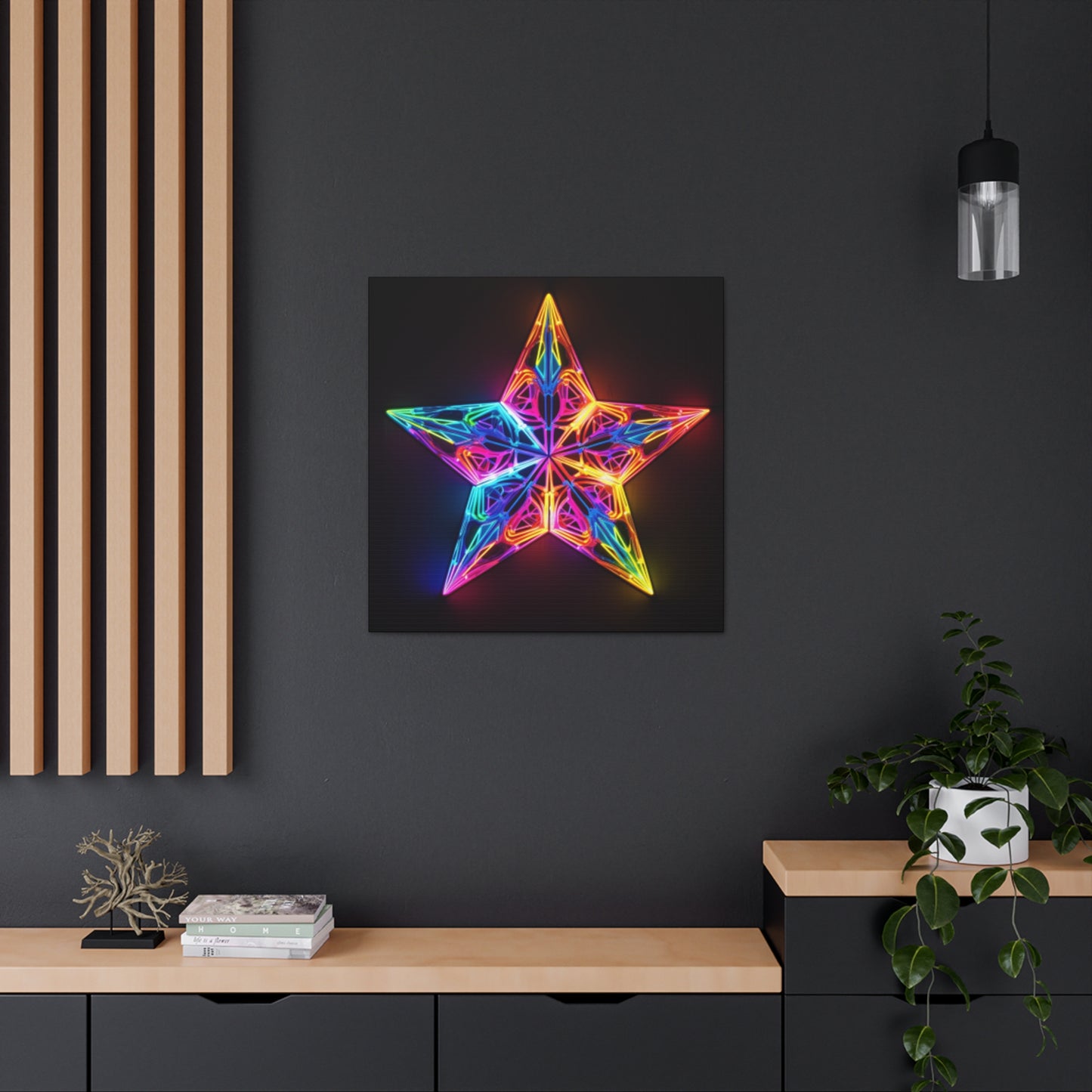 Electric, Neon, Glowing Star - Large Wall Art