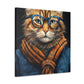 Fluffy Kitty In Glasses And Denim - Large Wall Art