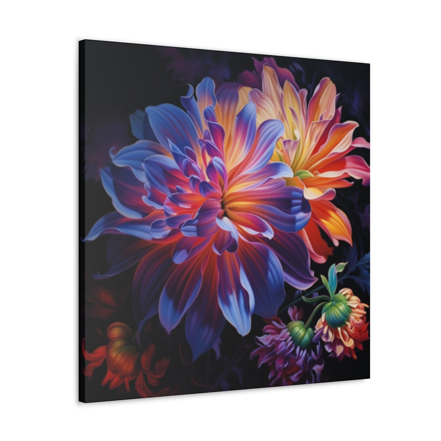 Fully Bloomed Glowing Flowers - Large Wall Art