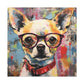Brown Eye Chihuahua In Glasses - Large Wall Art