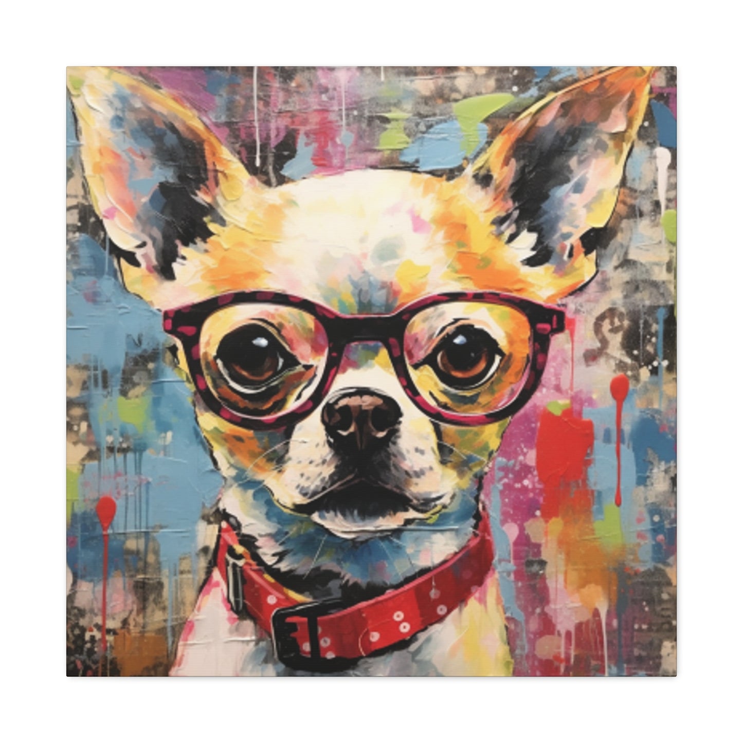 Brown Eye Chihuahua In Glasses - Large Wall Art