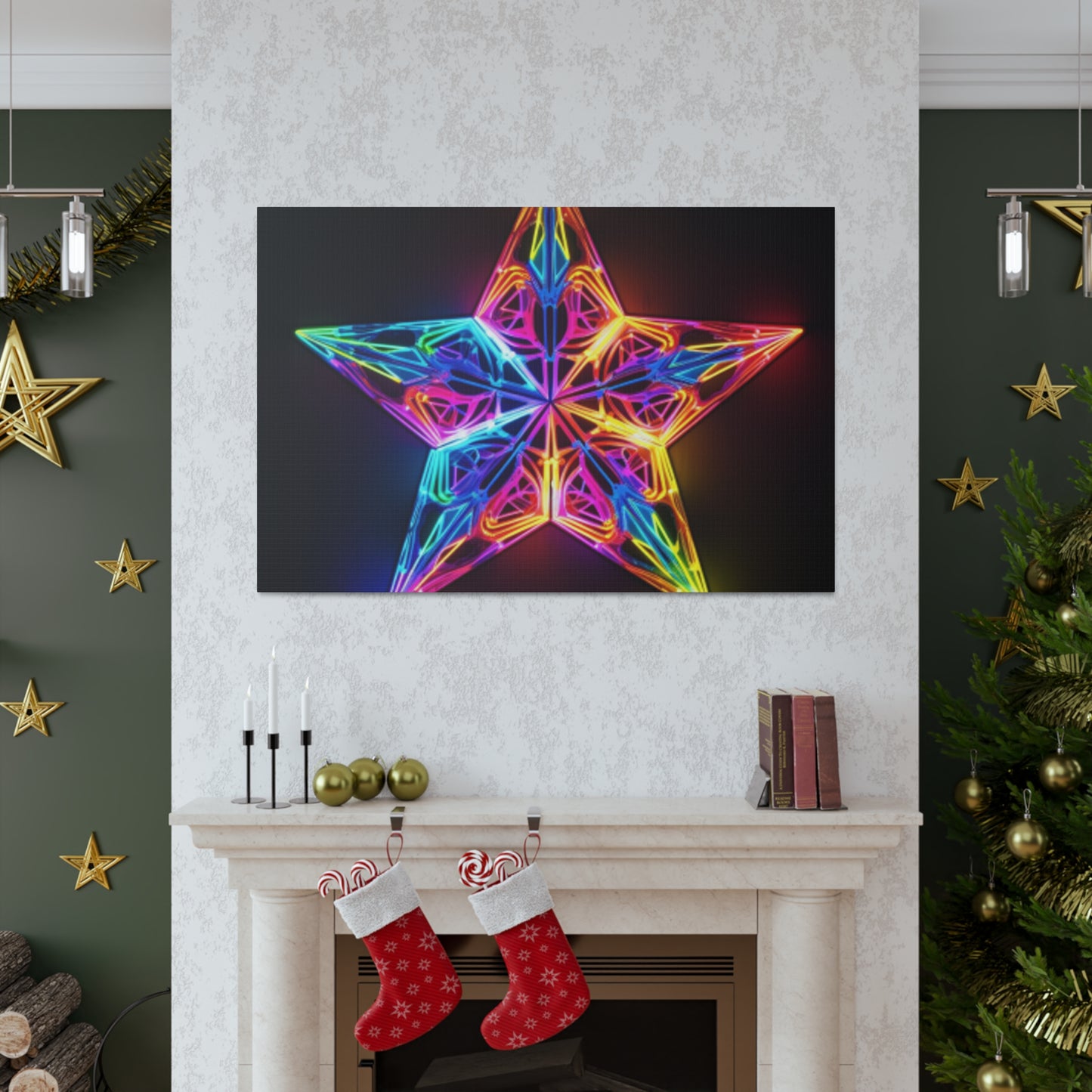 Electric, Neon, Glowing Star - Large Wall Art