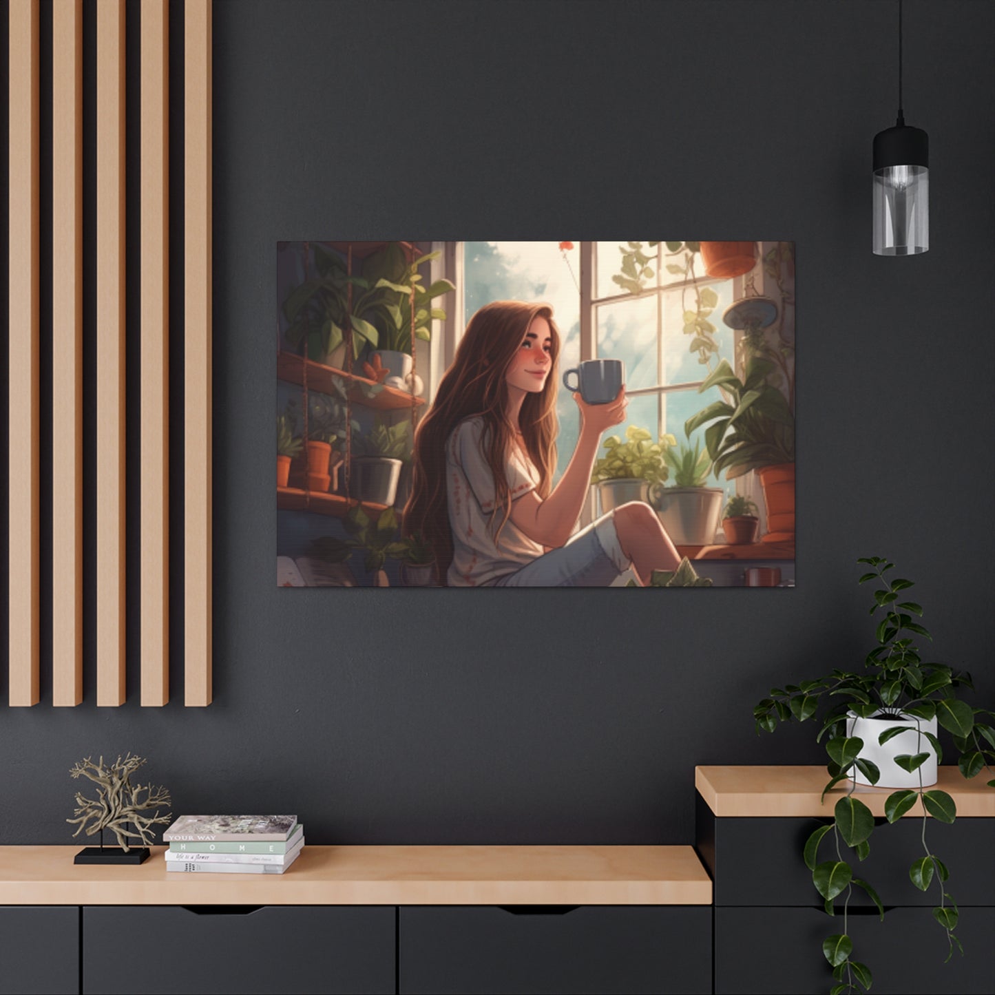 Teatime In Her Happy Place - Large Wall Art