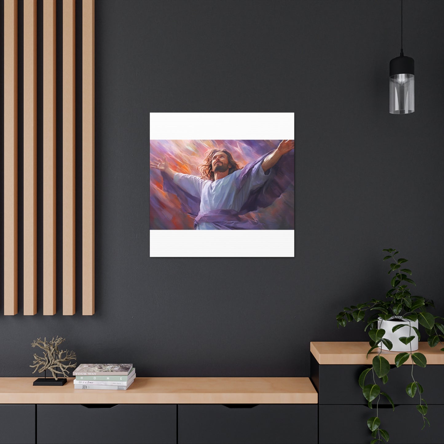 Jesus Surrounded By Purple And Light- Large Wall Art