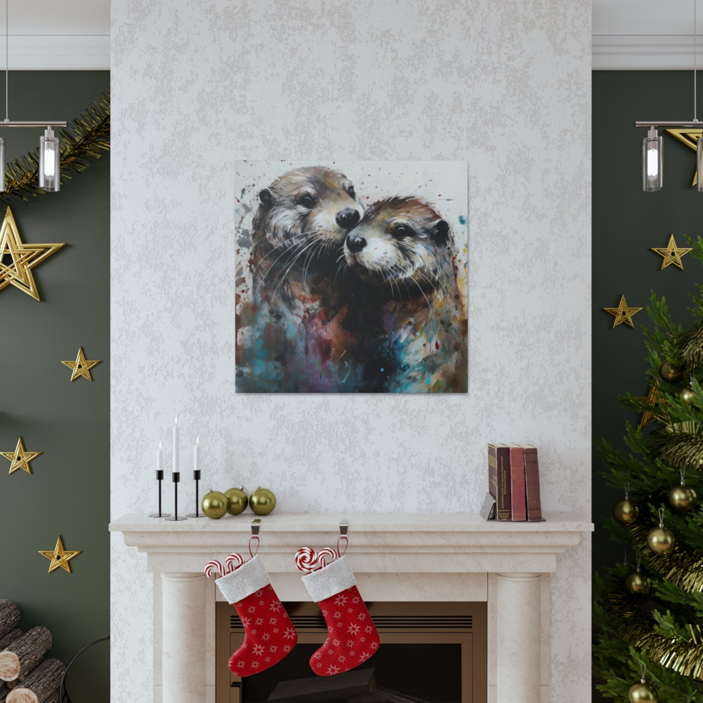 Otter Love, Colorful Painting - Large Wall Art