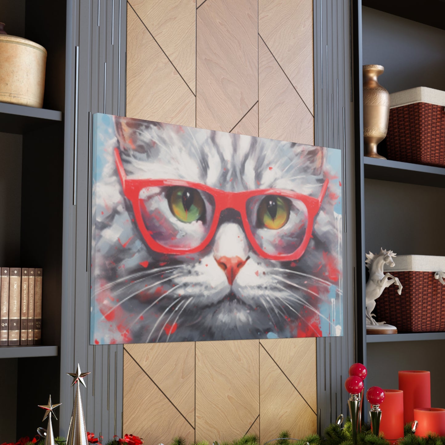 Furball Kitty In Red- Large Wall Art