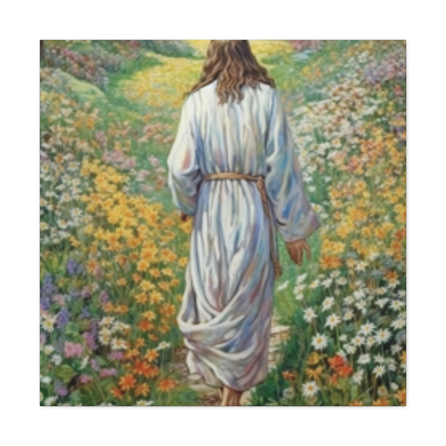 Walk With Jesus, A Path Through Endless Flowers- Large Wall Art