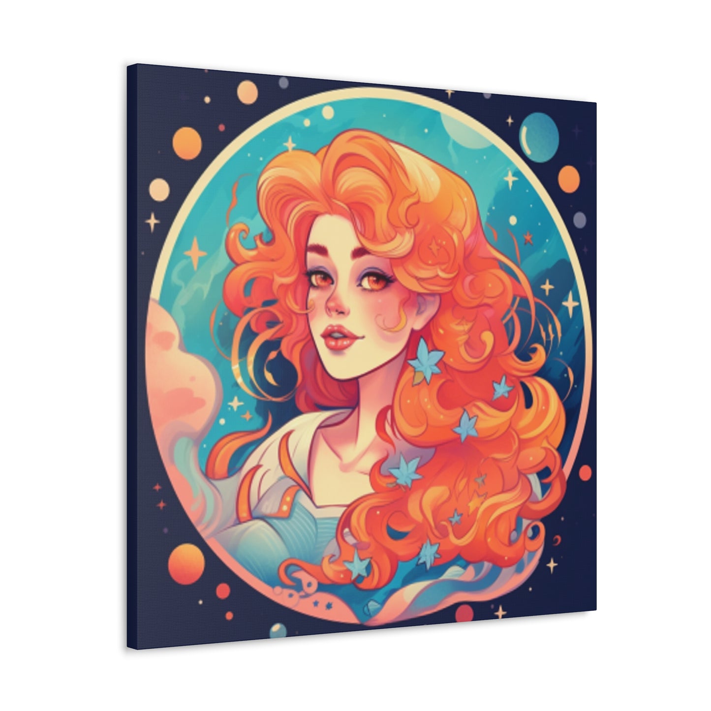 Lofi Aquarius Girl, Stars In Her Hair- Large Wall Art