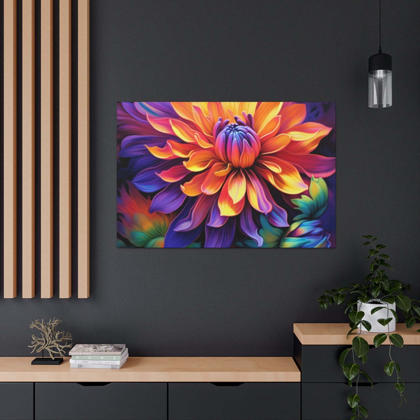 Glowing Multi Colored Flower In Bloom - Large Wall Art