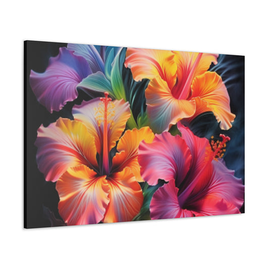 Pretty Colored Glowing Hibiscus  - Large Wall Art