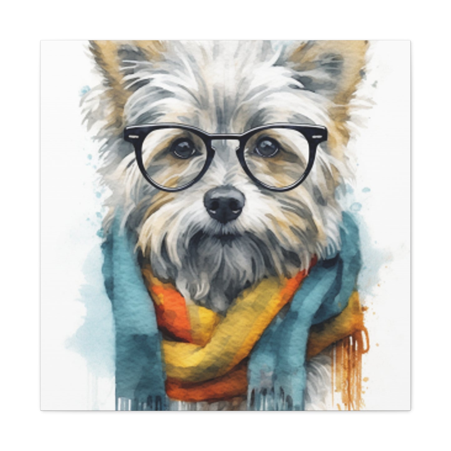 Smart Dog In Colorful Scarf - Large Wall Art