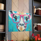 Happy Giraffe In Big Pink Glasses With Bright Blue Background - Large Wall Art