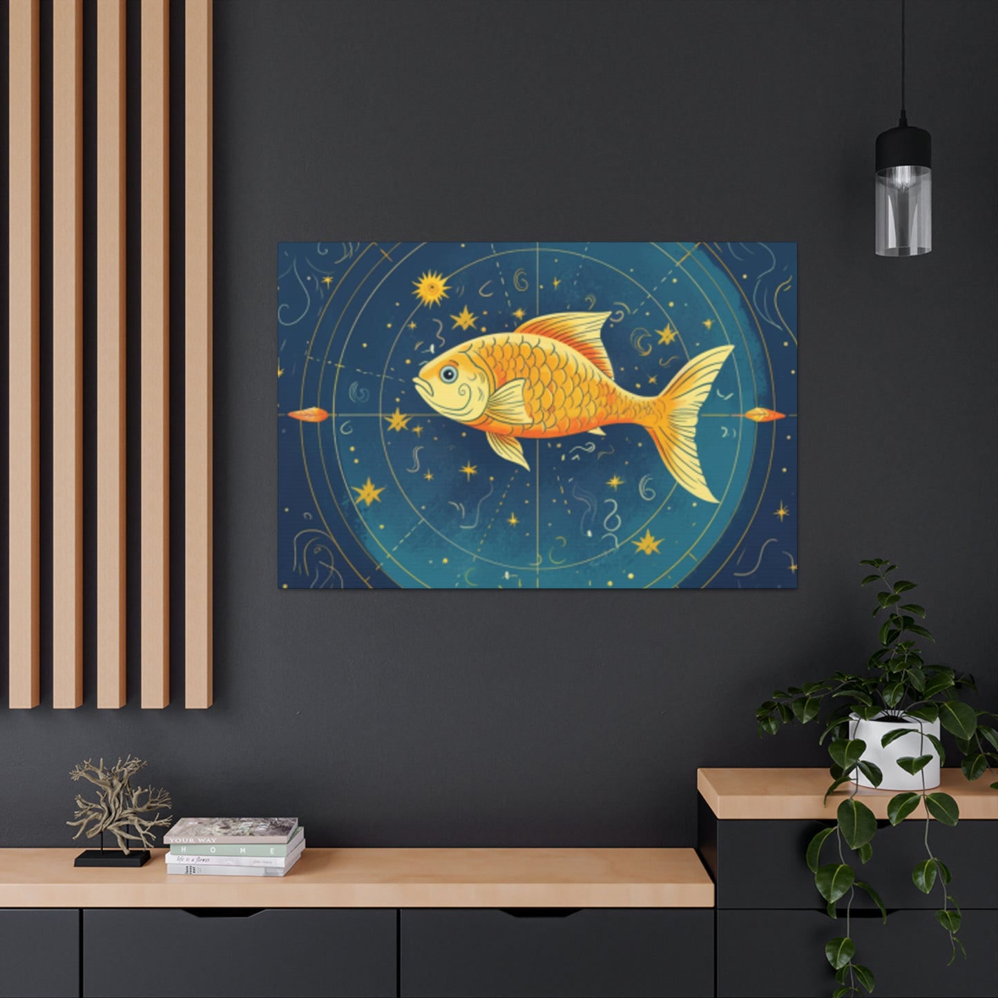 Lofi Style Pisces, Compass Fish  - Large Wall Art