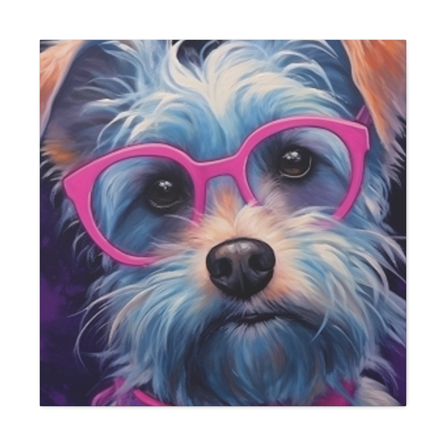 Pretty Dog In Pink Glasses - Large Wall Art