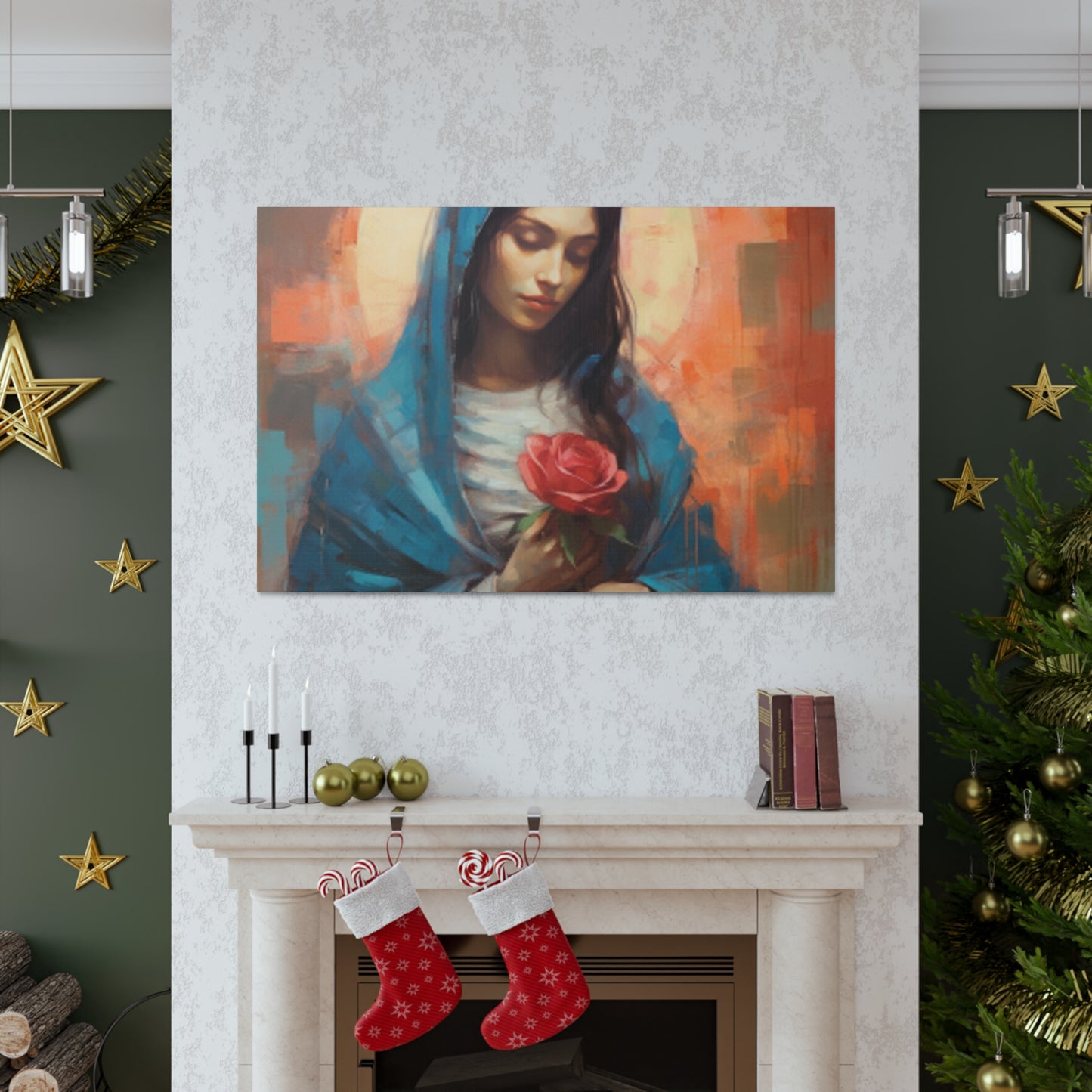 Kind Mother Mary With Golden Glow - Large Wall Art