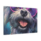 Happy Dog With Big Purple Glasses - Large Wall Art